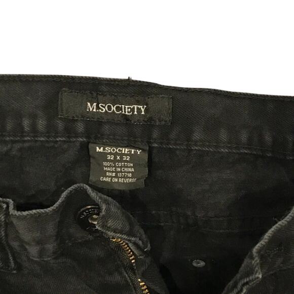 M Society Black Slim Straight Distressed Leg Jeans, - Picture 4 of 4